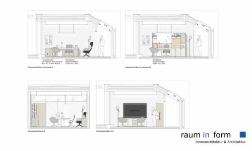 Raum In Form- Innenarchitektur & Architektur Kerstin Bertz-Helmbrecht Finalkonzept  Bürogebäude (3) Schnittansicht Büros